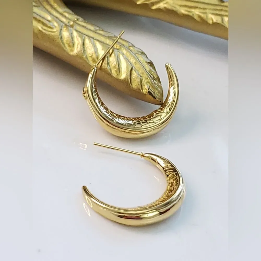 Anthro Etched Hoop Earrings